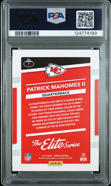 PATRICK MAHOMES SIGNED 2017 PANINI DONRUSS ELITE SERIES RC PSA GEM 10 AUTO 10