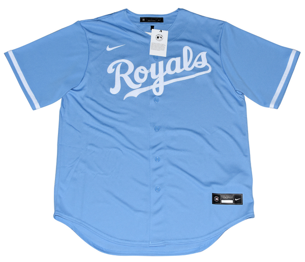 PATRICK MAHOMES AUTOGRAPHED KANSAS CITY ROYALS #15 BLUE NIKE JERSEY BECKETT