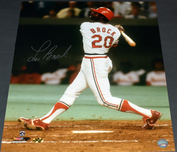 LOU BROCK SIGNED AUTOGRAPHED ST LOUIS CARDINALS 16x20 PHOTO COA