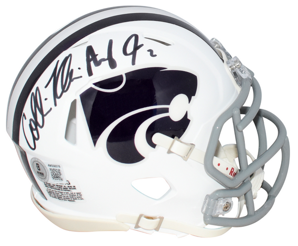 COLLIN KLEIN & AVERY JOHNSON SIGNED KANSAS STATE WILDCATS WHITE MINI HELMET BAS