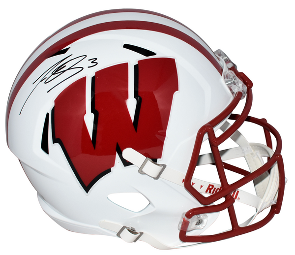 LEE EVANS AUTOGRAPHED WISCONSIN BADGERS FULL SIZE SPEED HELMET BECKETT
