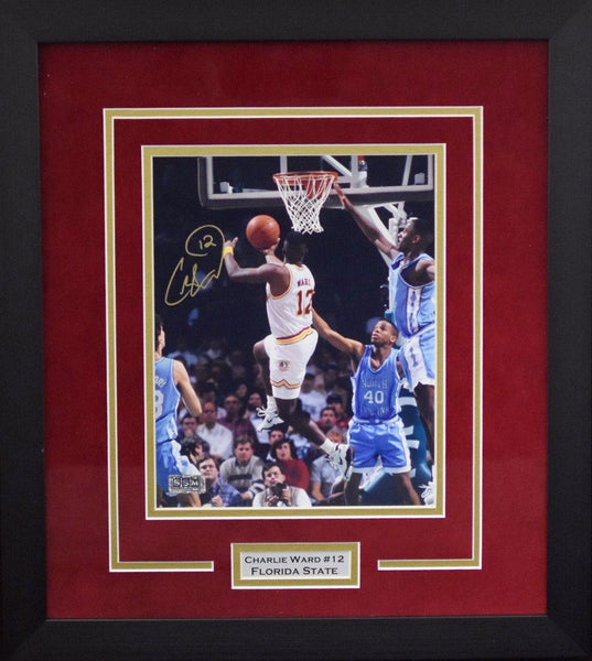 CHARLIE WARD SIGNED FLORIDA STATE SEMINOLES FRAMED 8x10 PHOTO COA