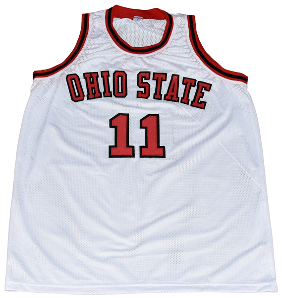 JERRY LUCAS SIGNED OHIO STATE BUCKEYES #11 BASKETBALL JERSEY W/ 1960 CHAMPS