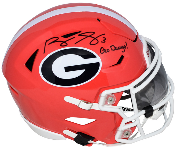 ROQUAN SMITH SIGNED GEORGIA BULLDOGS SPEEDFLEX MIDI HELMET W/ GO DAWGS