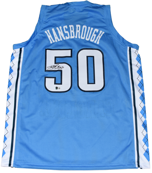 TYLER HANSBROUGH SIGNED NORTH CAROLINA TAR HEELS #50 BLUE JERSEY BECKETT