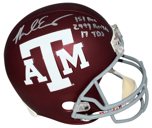 MIKE EVANS AUTOGRAPHED TEXAS A&M AGGIES FULL SIZE HELMET W/ CAREER STATS