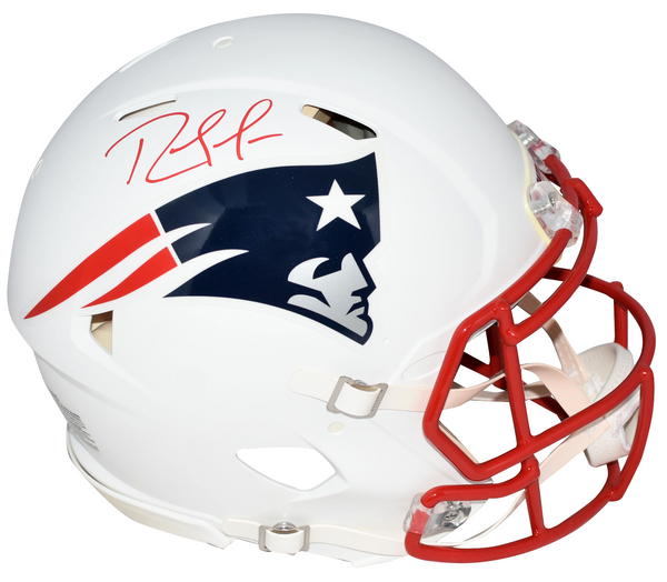 RANDY MOSS SIGNED NEW ENGLAND PATRIOTS FLAT WHITE AUTHENTIC SPEED HELMET BECKETT