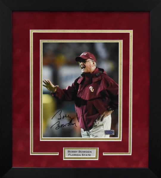 BOBBY BOWDEN AUTOGRAPHED FLORIDA STATE SEMINOLES 8x10 FRAMED PHOTO COA
