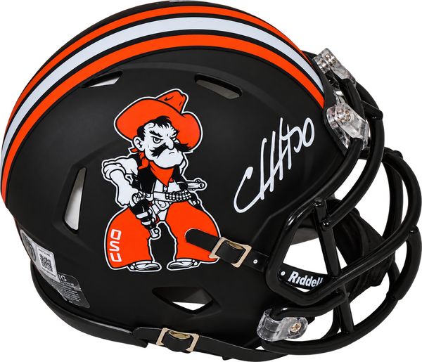 CHUBA HUBBARD SIGNED OKLAHOMA STATE COWBOYS PISTOL PETE MINI HELMET BECKETT