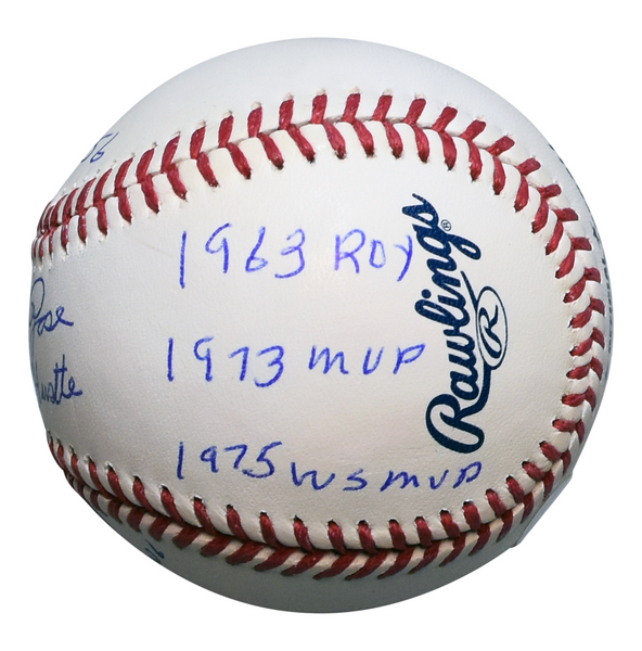 PETE ROSE SIGNED REDS PHILLIES OFFICIAL MLB STAT BASEBALL W/ 9 INSCRIPTIONS
