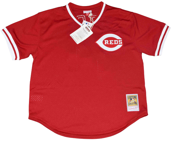 PETE ROSE SIGNED CINCINNATI REDS #14 MITCHELL & NESS JERSEY W/ HIT KING 4256