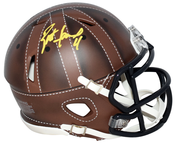 BRETT FAVRE AUTOGRAPHED GREEN BAY PACKERS LEATHER SPEED MINI HELMET JSA