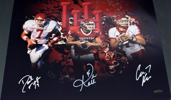 CASE KEENUM KEVIN KOLB DAVID KLINGLER SIGNED HOUSTON COUGARS 16x20 PHOTO TRISTAR