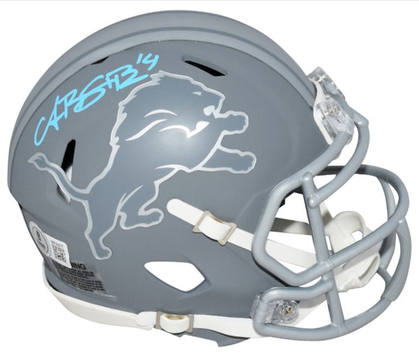 AMON-RA ST BROWN AUTOGRAPHED SIGNED DETROIT LIONS SLATE MINI HELMET