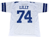 BOB LILLY AUTOGRAPHED DALLAS COWBOYS #74 WHITE JERSEY W/ MR COWBOY & HOF 1980