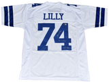 BOB LILLY AUTOGRAPHED DALLAS COWBOYS #74 WHITE JERSEY W/ MR COWBOY & HOF 1980