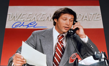 CHEVY CHASE SIGNED CLARK GRISWOLD CHICAGO BEARS #00 NAVY JERSEY BECKETT
