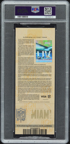 PATRICK MAHOMES SIGNED SUPER BOWL LIV 54 SILVER TICKET CHIEFS 49ERS PSA 10 AUTO