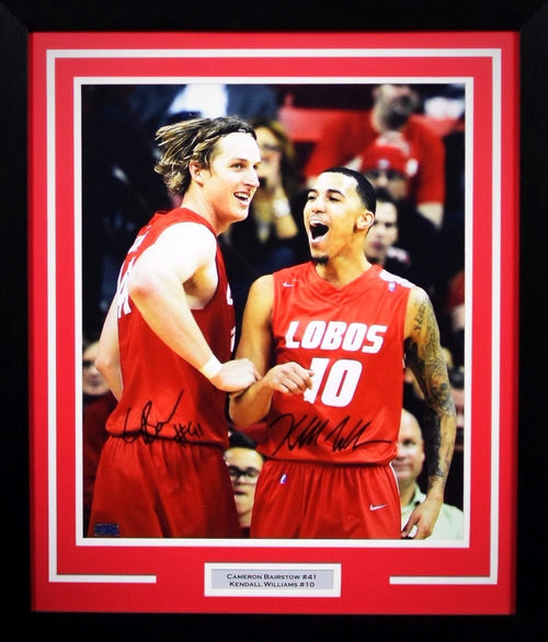 CAMERON BAIRSTOW & KENDALL WILLIAMS SIGNED NEW MEXICO LOBOS 16x20 FRAMED PHOTO