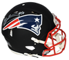 MAC JONES AUTOGRAPHED NEW ENGLAND PATRIOTS BLACK AUTHENTIC SPEED HELMET BECKETT