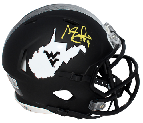 ADAM PACMAN JONES SIGNED WEST VIRGINIA MOUNTAINEERS BLACK MINI HELMET BECKETT