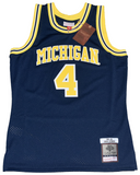 CHRIS WEBBER SIGNED MICHIGAN WOLVERINES #4 NAVY MITCHELL & NESS JERSEY FANATICS
