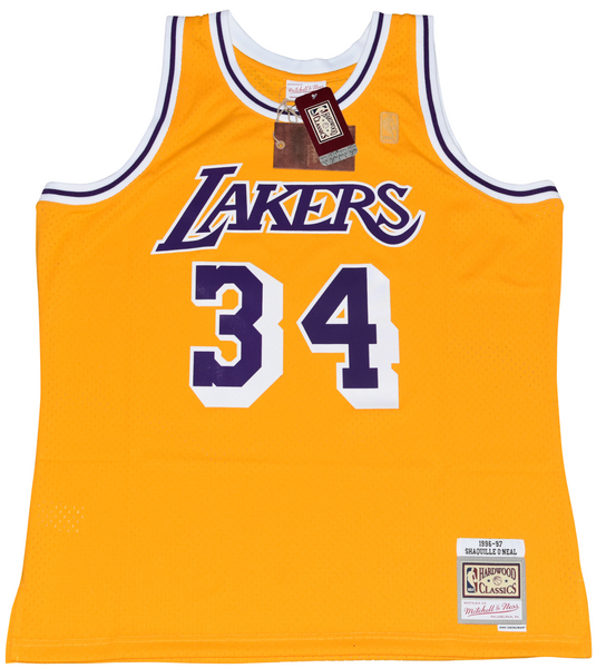 SHAQUILLE O'NEAL SIGNED LOS ANGELES LAKERS GOLD MITCHELL & NESS JERSEY BECKETT