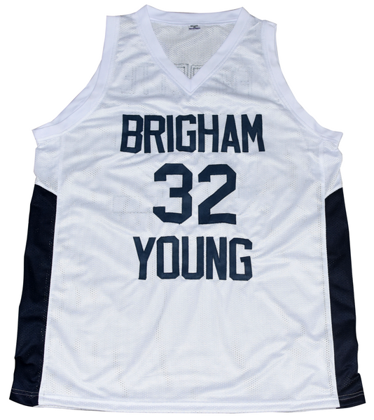 JIMMER FREDETTE AUTOGRAPHED BYU COUGARS #32 WHITE JERSEY W/ 2011 NCAA POY