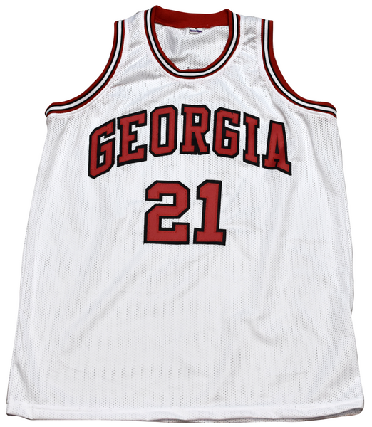 DOMINIQUE WILKINS SIGNED GEORGIA BULLDOGS #21 WHITE BASKETBALL JERSEY BECKETT