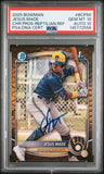 JESUS MADE SIGNED 2025 BOWMAN CHROME 1ST RC REPTILIAN REFRACTOR PSA 10 AUTO 10
