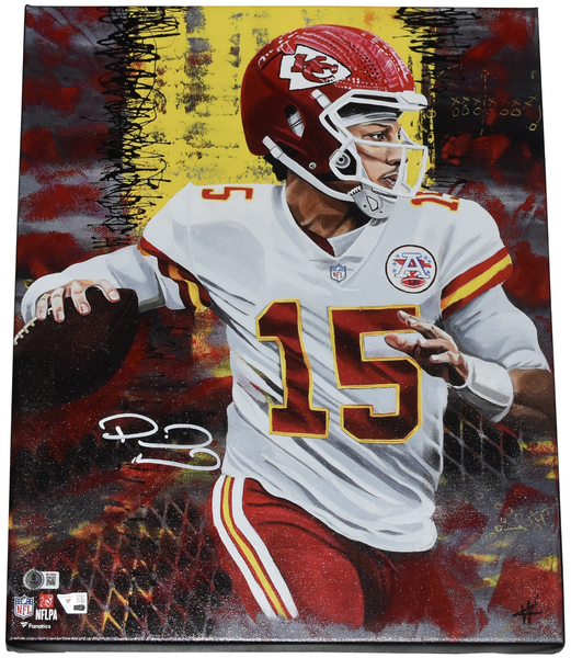 PATRICK MAHOMES SIGNED KANSAS CITY CHIEFS 16x20 STRETCHED ART CANVAS BECKETT