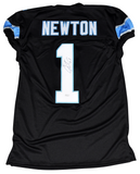 CAM NEWTON AUTOGRAPHED CAROLINA PANTHERS #1 BLACK GAME CUT JERSEY JSA