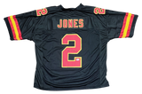 RONALD JONES SIGNED AUTOGRAPHED KANSAS CITY CHIEFS #2 BLACK JERSEY BECKETT