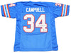 EARL CAMPBELL AUTOGRAPHED HOUSTON OILERS #34 BLUE JERSEY BECKETT W/ HOF 91