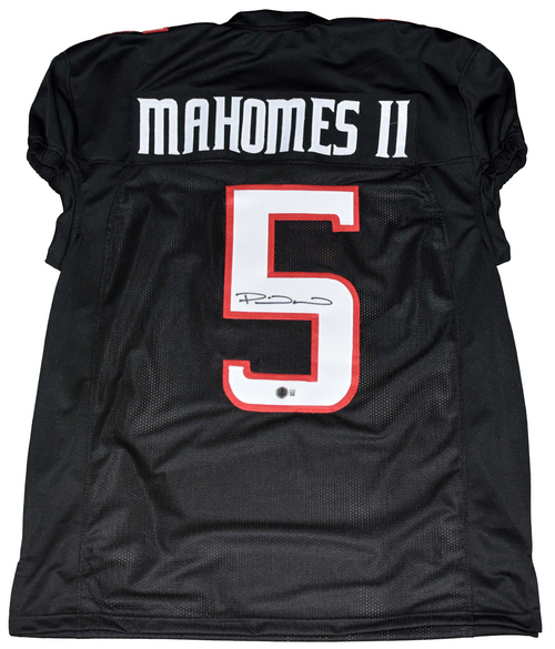 PATRICK MAHOMES SIGNED TEXAS TECH RED RAIDERS #5 BLACK GAME CUT JERSEY BECKETT