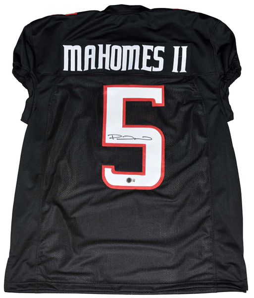 PATRICK MAHOMES SIGNED TEXAS TECH RED RAIDERS #5 BLACK GAME CUT JERSEY BECKETT