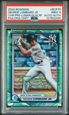 GEORGE LOMBARD JR SIGNED 2024 BOWMAN CHROME LUNAR GLOW REFRACTOR 1ST RC PSA 9