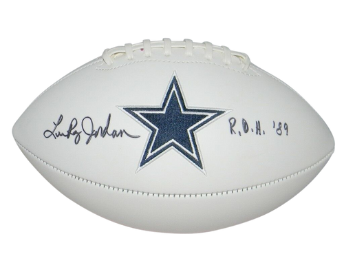 LEE ROY JORDAN AUTOGRAPHED SIGNED DALLAS COWBOYS WHITE LOGO FOOTBALL W/ ROH 89