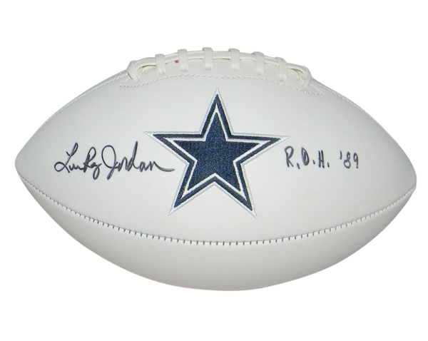 LEE ROY JORDAN AUTOGRAPHED SIGNED DALLAS COWBOYS WHITE LOGO FOOTBALL W/ ROH 89