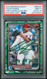 CHASE BURNS SIGNED 2024 BOWMAN CHROME LUNAR GLOW REFRACTOR 1ST RC PSA 9 AUTO 10