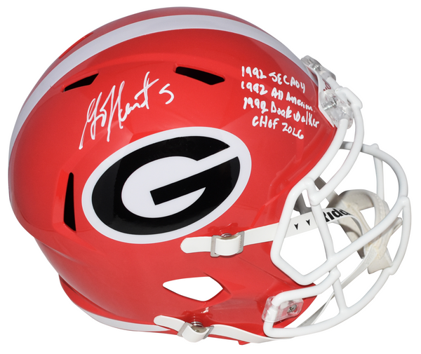 GARRISON HEARST SIGNED GEORGIA BULLDOGS FULL SIZE SPEED HELMET W/ 4 INSCRIPTIONS