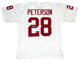 ADRIAN PETERSON SIGNED AUTOGRAPHED OKLAHOMA SOONERS #28 WHITE JERSEY BECKETT