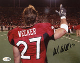 WES WELKER AUTOGRAPHED TEXAS TECH RED RAIDERS GUNS UP 8x10 PHOTO JSA