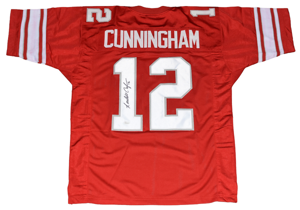 RANDALL CUNNINGHAM AUTOGRAPHED UNLV REBELS #12 RED JERSEY JSA