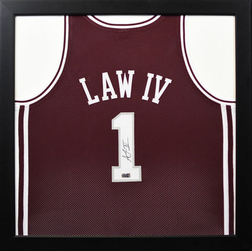 ACIE LAW IV SIGNED TEXAS A&M AGGIES BASKETBALL #1 FRAMED JERSEY COA