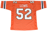 RAY LEWIS AUTOGRAPHED MIAMI HURRICANES #52 ORANGE THROWBACK JERSEY JSA