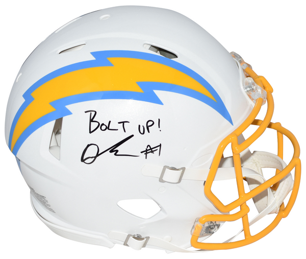 QUENTIN JOHNSTON SIGNED LOS ANGELES CHARGERS AUTHENTIC SPEED HELMET W/ BOLT UP