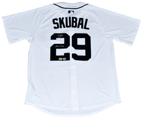 TARIK SKUBAL SIGNED DETROIT TIGERS #29 NIKE LIMITED JERSEY W/ B2B CY YOUNG