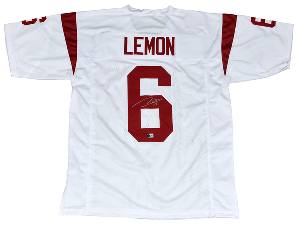 MAKAI LEMON AUTOGRAPHED USC TROJANS #6 WHITE JERSEY BECKETT