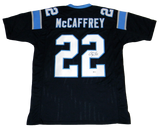 CHRISTIAN McCAFFREY AUTOGRAPHED CAROLINA PANTHERS #22 BLACK JERSEY BECKETT